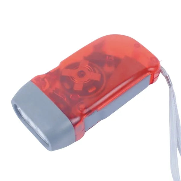 LED Hand Pressing Wind Up Flashlight Torch Crank Power Outdo