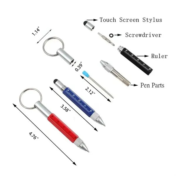 6 in 1 Multitool Tech Tool Pen Ballpoint Ruler  Screwdriver