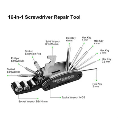 16 In 1 Multifunction Bicycle Cycling Repair Tools Kit