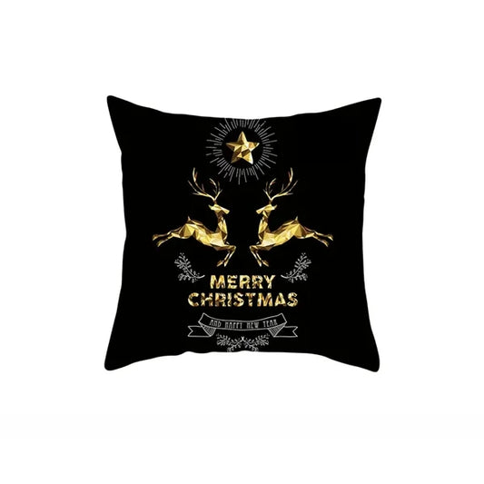 Gold-Printed Christmas Pillow