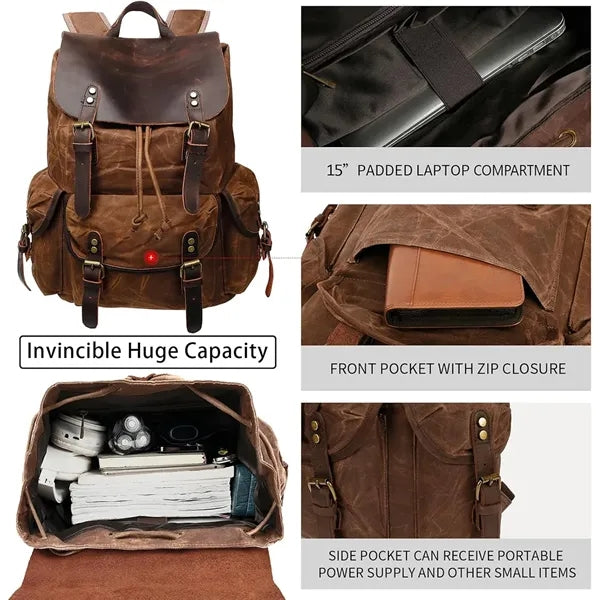Vintage Canvas Leather Backpack