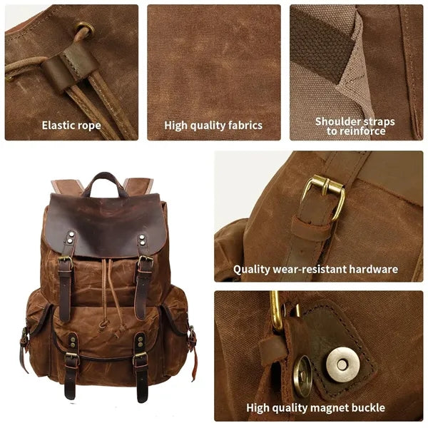 Vintage Canvas Leather Backpack