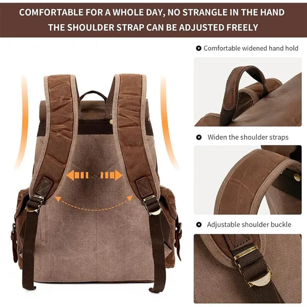 Vintage Canvas Leather Backpack