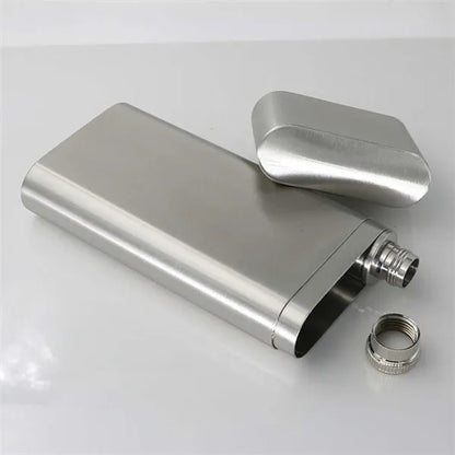 Stainless Steel 2-Finger Cigar Case With 2oz Tube Flask