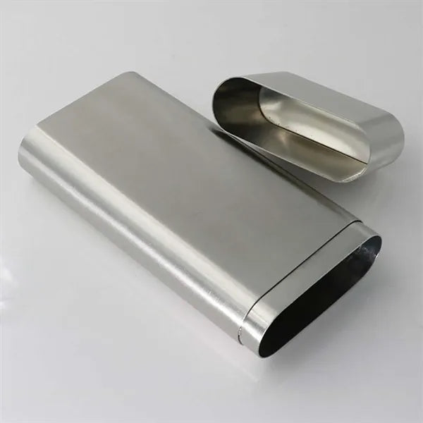 Stainless Steel 2-Finger Cigar Case With 2oz Tube Flask