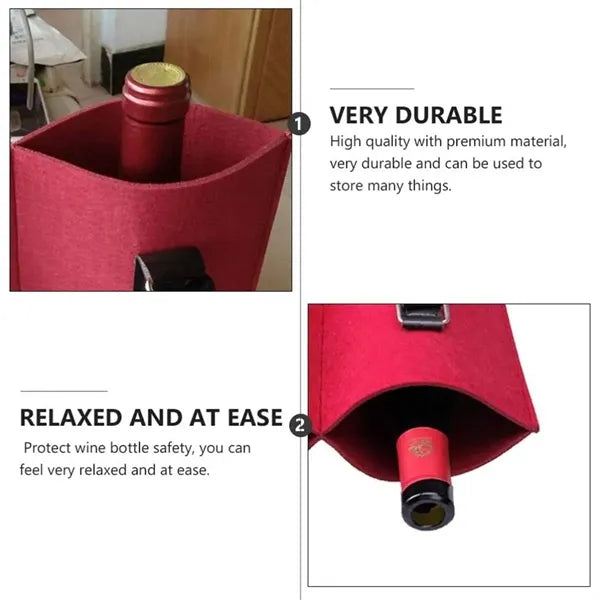 Durable Party Favors Felt 2-Wine Bottle Beer Tote Bag