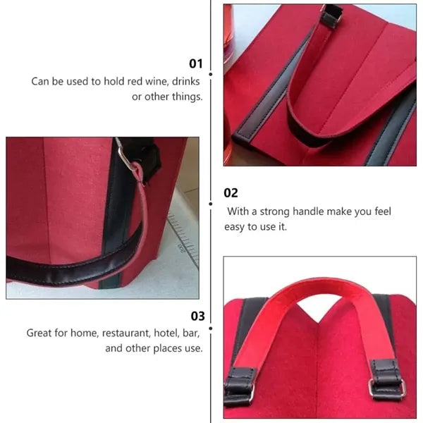 Durable Party Favors Felt 2-Wine Bottle Beer Tote Bag