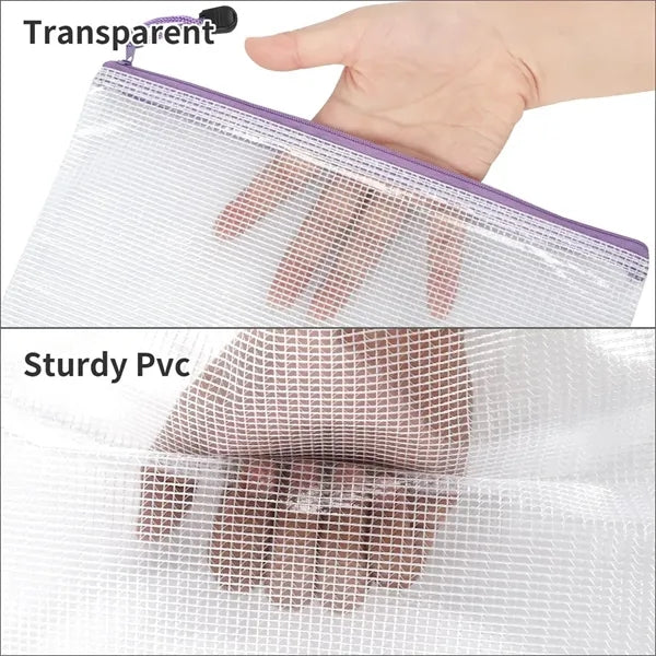 A4 Waterproof Mesh Zipper Pouch Bags School Office Supplies