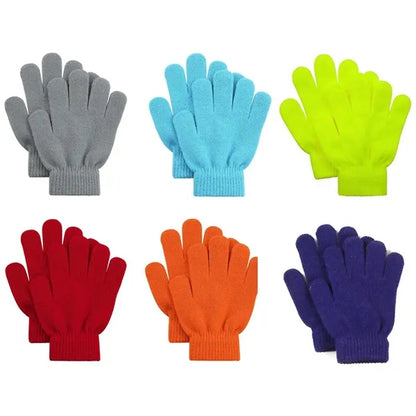 Kids Winter Warm Full Fingers Knit Gloves
