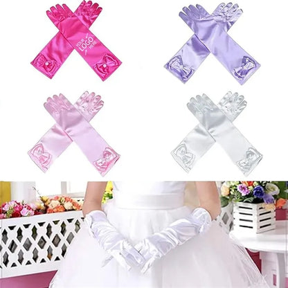Long Princess Costume Formal Bows Satin Glove