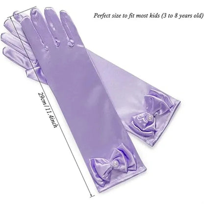 Long Princess Costume Formal Bows Satin Glove