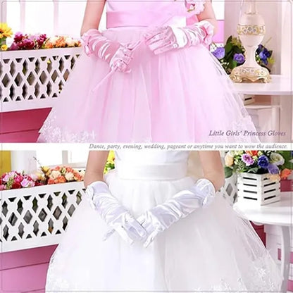 Long Princess Costume Formal Bows Satin Glove