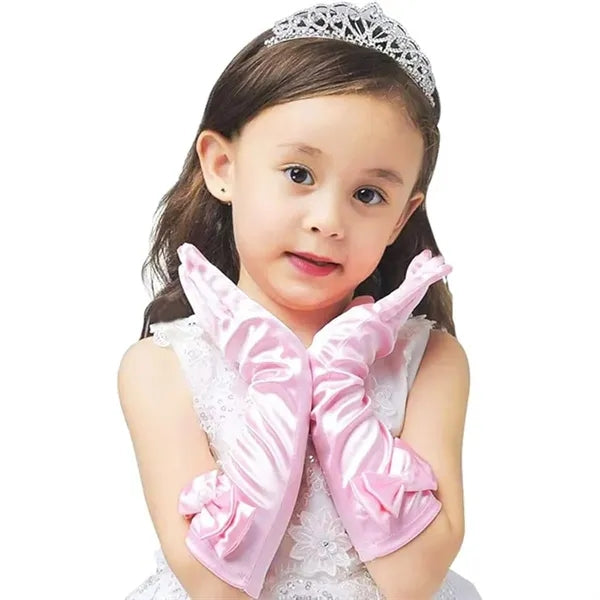 Long Princess Costume Formal Bows Satin Glove