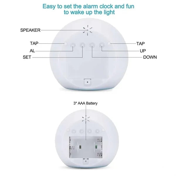 7 Color Changing Light Room Decor Kids Gift Alarm Clock