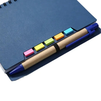 Spiral Notebook Kraft Paper Cover with Pen and Sticky Notes