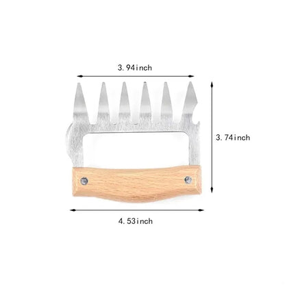 Multi-purpose wooden handle bear claw meat shredder divider