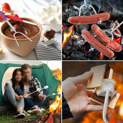 Camping campfire telescoping anti-scalding roasting sticks