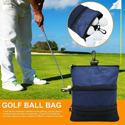 Versatile Multi-Pocket Portable Durable Hook Golf Pouch Bag