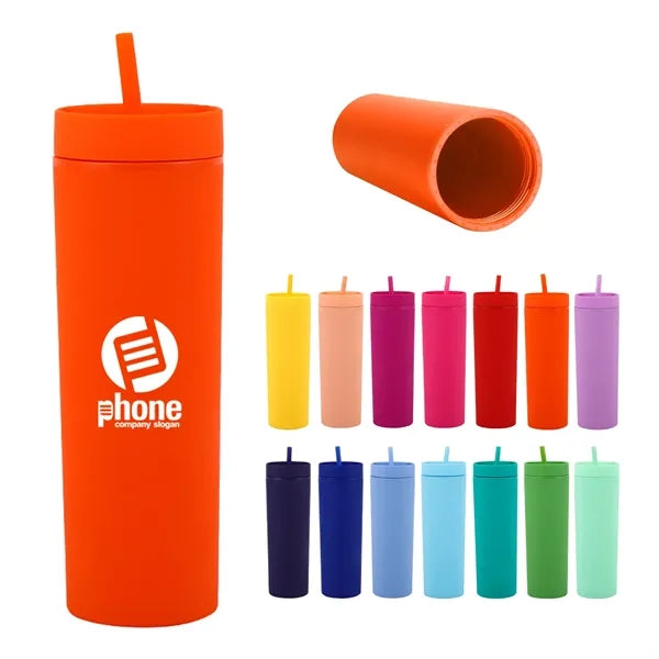 16oz double wall plastic straw cup