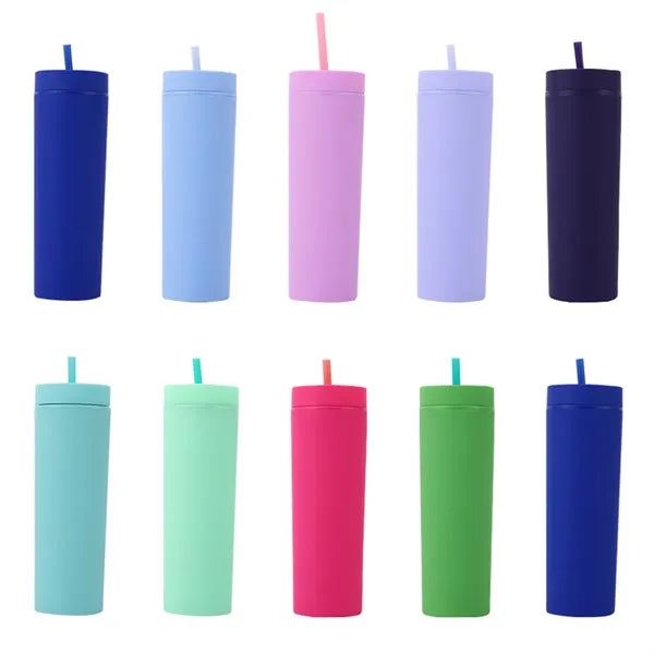 16oz double wall plastic straw cup