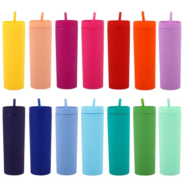 16oz double wall plastic straw cup