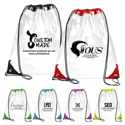 CLEAR DRAWSTRING CINCH LARGE BACKPACK - 14" X 17"