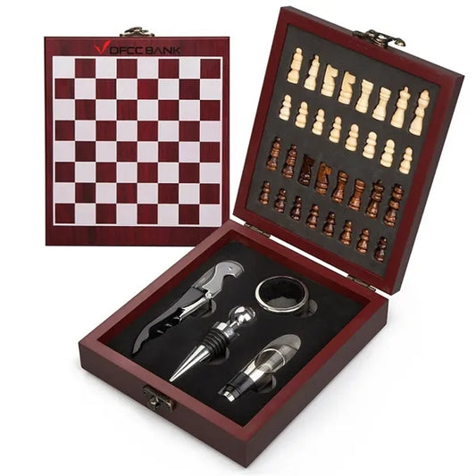 Chess Set Gift w/ Wine Accessories