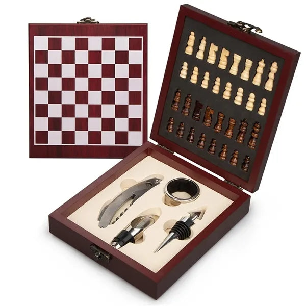Chess Set Gift w/ Wine Accessories