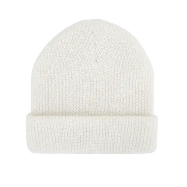 Cuffed Knit Beanie with Faux Leather Patch