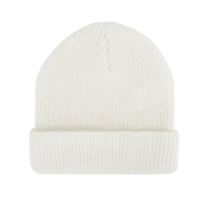 Cuffed Knit Beanie with Faux Leather Patch