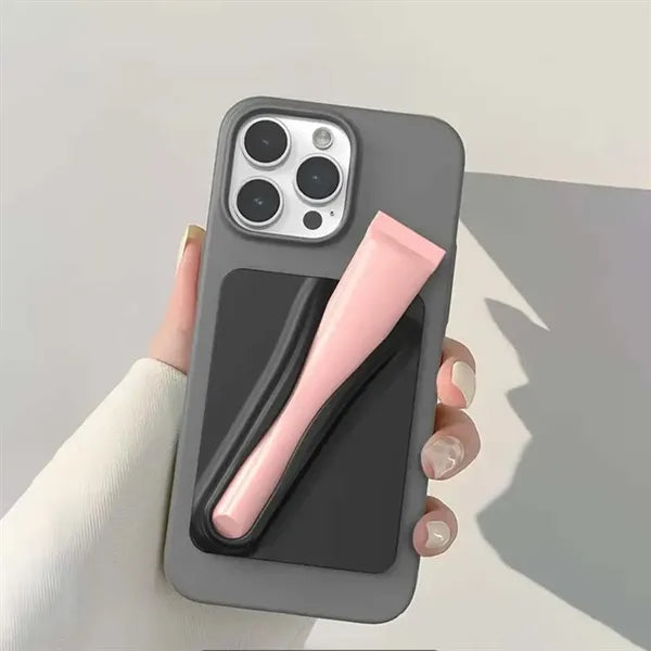 Silicone Slim Adhesive Phone Case with Lipstick Holder