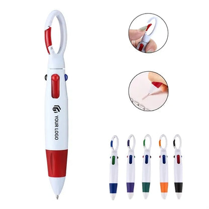 Multi-color retractable shuttle pen with carabiner clip