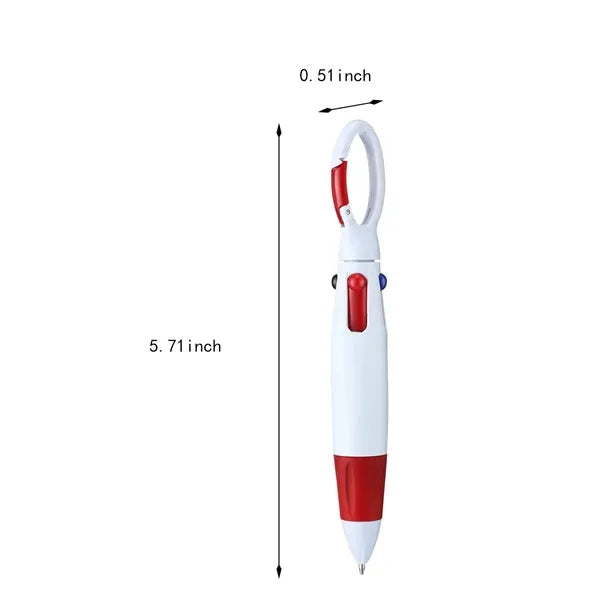 Multi-color retractable shuttle pen with carabiner clip