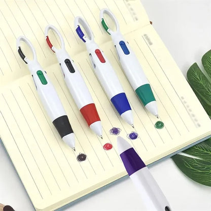Multi-color retractable shuttle pen with carabiner clip
