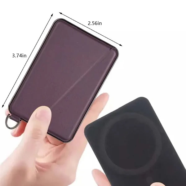 2in1 Leather Desk Magnetic Card Holder with Phone Rack