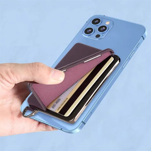 2in1 Leather Desk Magnetic Card Holder with Phone Rack