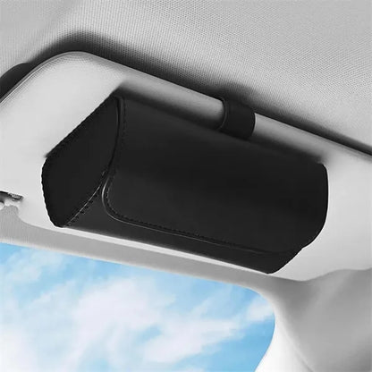 Versatile Universal Leather Car Visor Eyeglasses Organizer