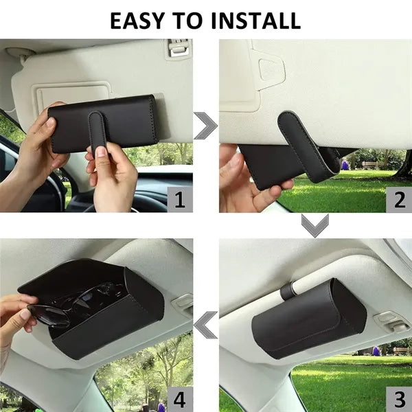 Versatile Universal Leather Car Visor Eyeglasses Organizer