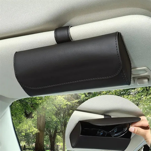 Versatile Universal Leather Car Visor Eyeglasses Organizer