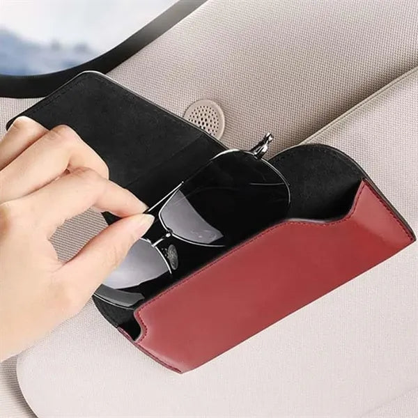 Versatile leather car sun visor glasses holder storage clip