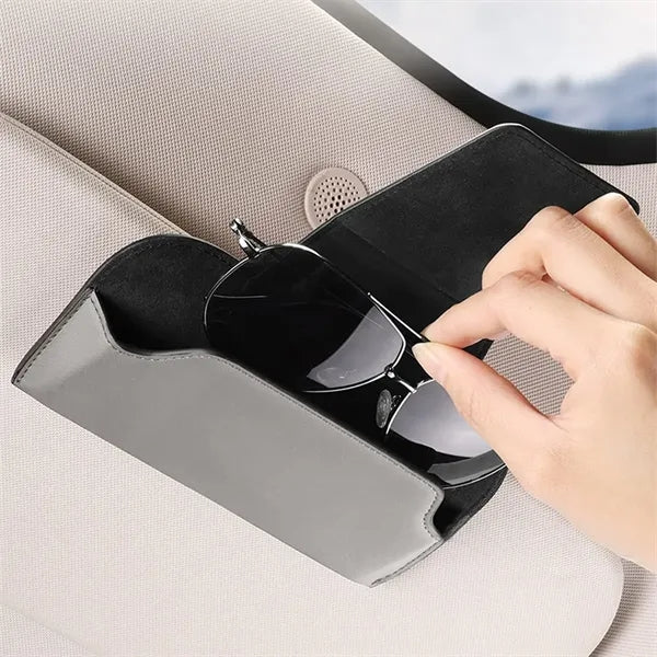Versatile leather car sun visor glasses holder storage clip