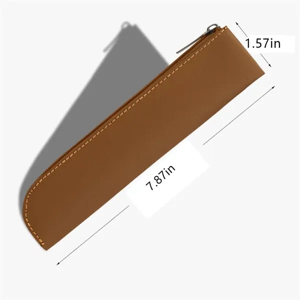 Work office senior change coins pen bag leather pencil case