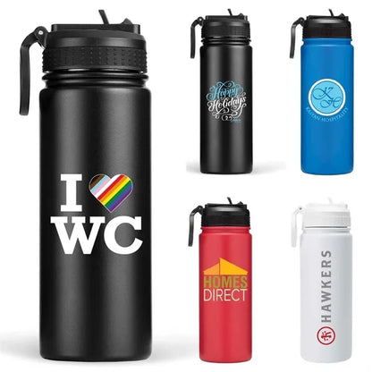 18oz.Travel Stainless Insulated Bottle w/ Lid,Straw & Handle