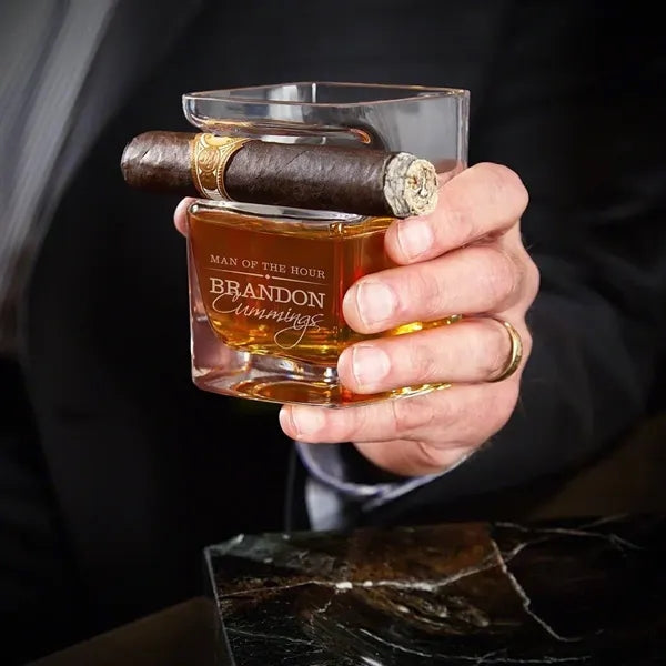 Personalized Cigar Glasses and Whiskey Decanter Set Sale