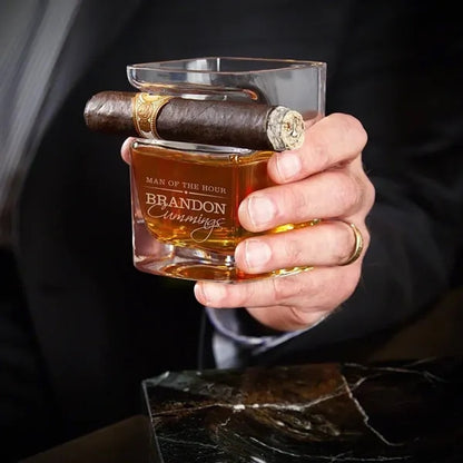 Personalized Cigar Glasses and Whiskey Decanter Set Sale