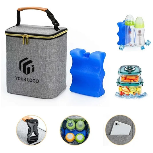 Portable Camp Lunch Baby Bottle Cooler Bag with Ice Pack