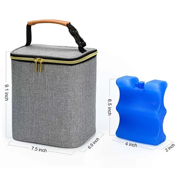 Portable Camp Lunch Baby Bottle Cooler Bag with Ice Pack