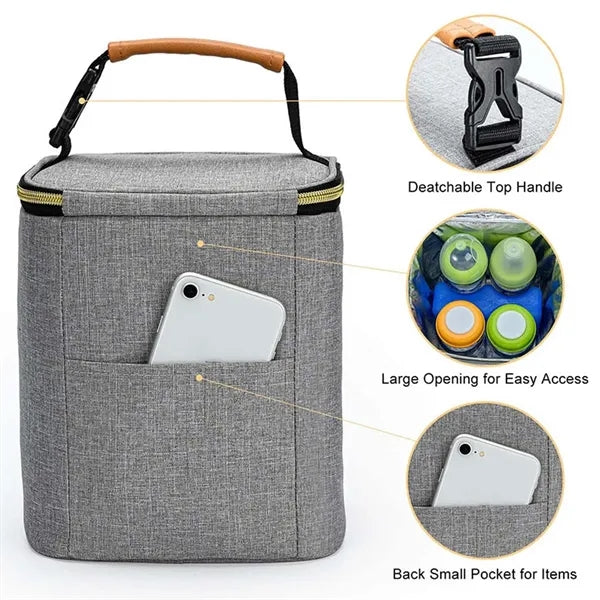 Portable Camp Lunch Baby Bottle Cooler Bag with Ice Pack