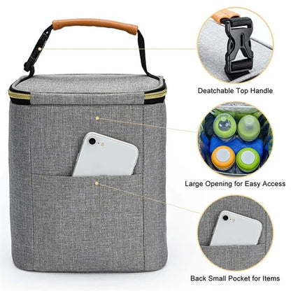Portable Camp Lunch Baby Bottle Cooler Bag with Ice Pack