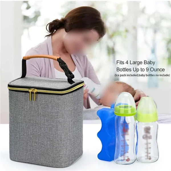 Portable Camp Lunch Baby Bottle Cooler Bag with Ice Pack